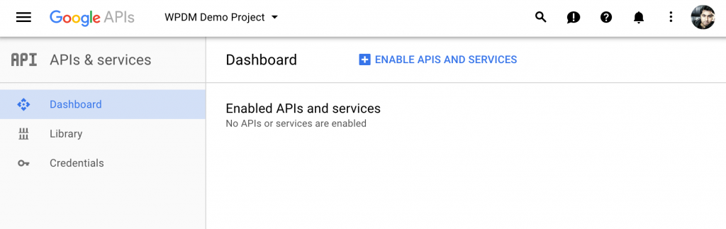ENABLE APIS AND SERVICES