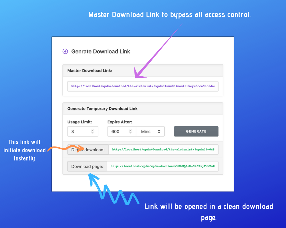 Generate download link