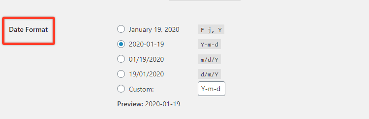 date format in wordpress