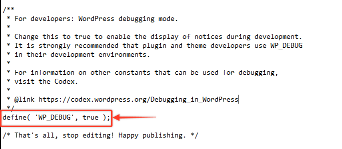 enable debugging in wordpress