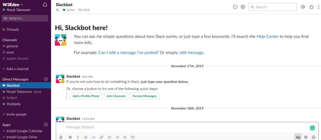 Slack tool to work from home