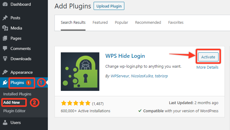 activate the wps hide login