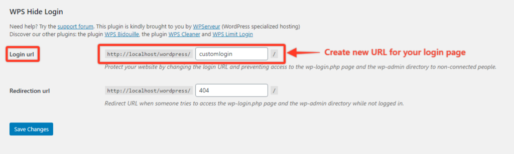 hide login page using the plugin