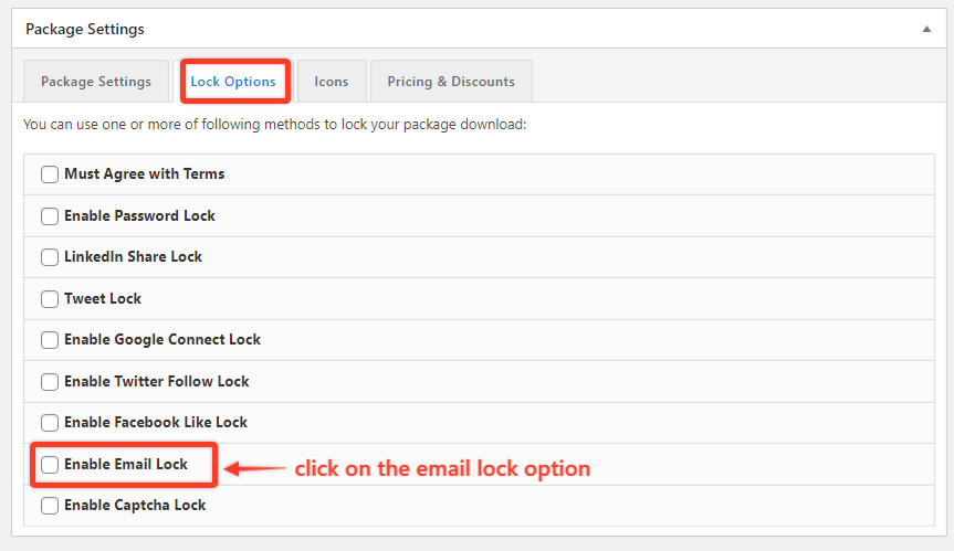 enable email lock option to build email list faster