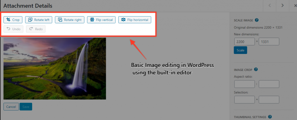 basic image editing using built in editor