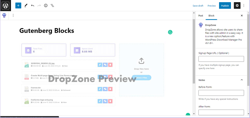 DropZone block